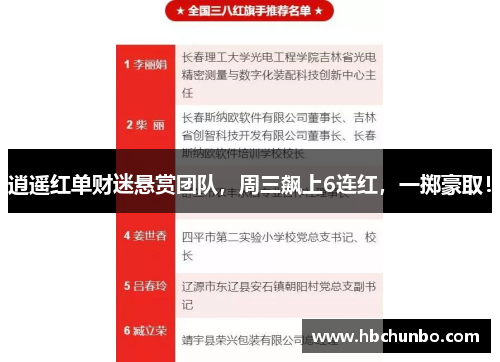 逍遥红单财迷悬赏团队，周三飙上6连红，一掷豪取！